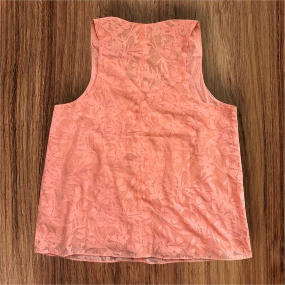 Banana Republic Orange Peach Floral Burn Out Tank Top Peachy Keen Womens Size XS - Picture 2 of 7